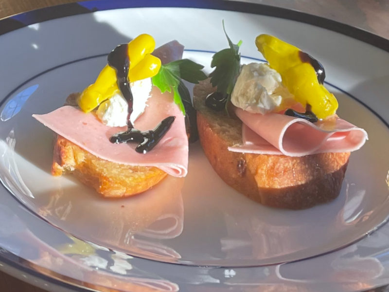 Mortadella With Herbed Cream Cheese And Pepperoncini Crostini Impromptu Friday Nights